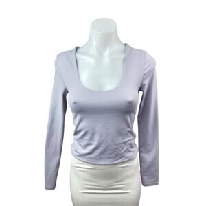Princess Polly Purple Lilac Scoop Neck Long Sleeve T Shirt Tee Crop Top Size 4